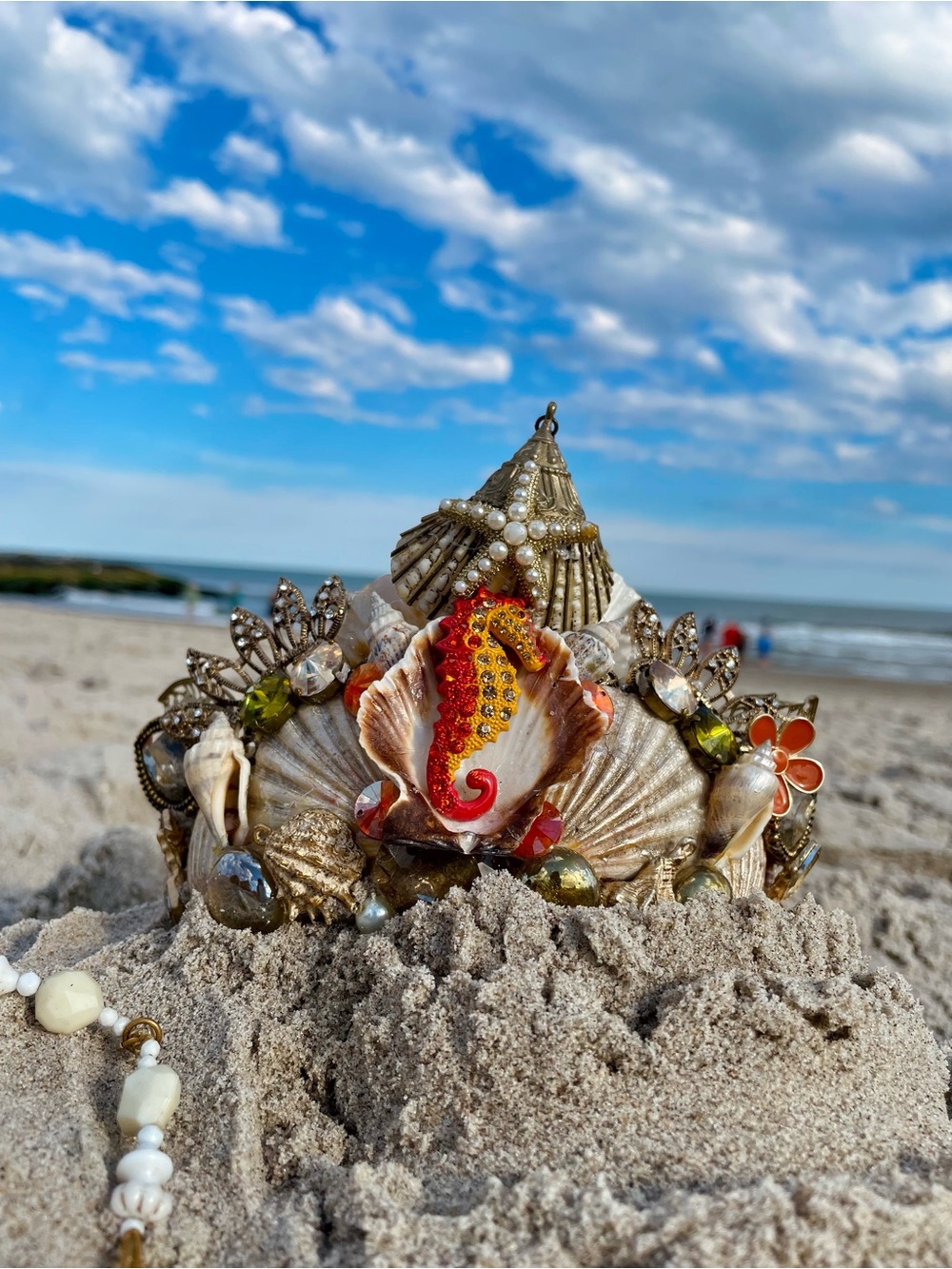 Seashell Seahorse Gold Mermaid Crown